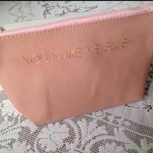 Macy's Peachy Pink "YOU MAKE ME BLUSH" Cosmetics Make Up Bag - New w/tag